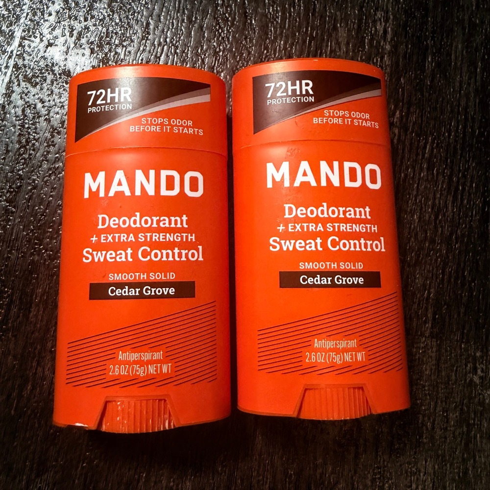 Mando Deodorant Antiperspirant Mens 2.6oz Orange Cedar Grove 72HR 2 Pack Solid